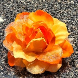 Orange Fabric Hair Rose